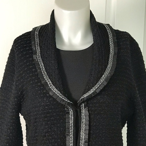 JONES NEW YORK BLACK TWEED CHANEL LIKE JACKET - Picture 5 of 7